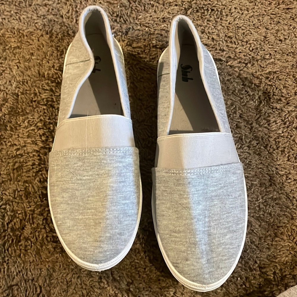plain grey slip ons